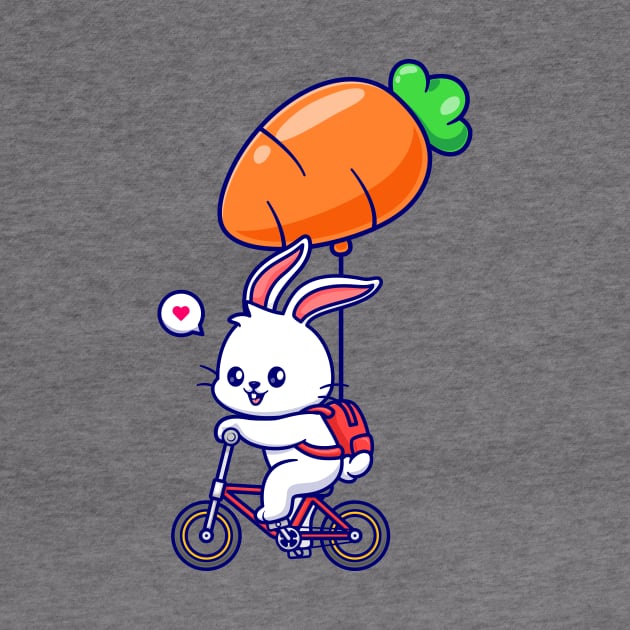 Cute Rabbit Riding Bicycle With Carrot Balloon Cartoon by Catalyst Labs